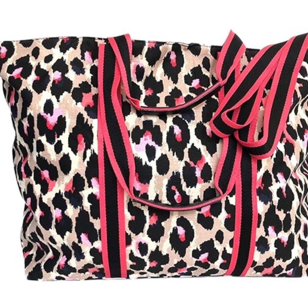 Victoria's Secret Leopard Print Tote Bag Weekender Overnighter - Picture 2 of 3